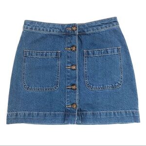 Free People /We The Free Jean Mini Skirt Denim Super High Rise Stonewashed- 28